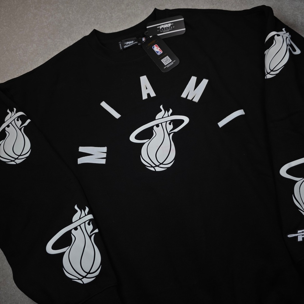 Pro Standard Miami Heat Sweatshirt Mens L NBA Graphic Crewneck Black Fan NEW